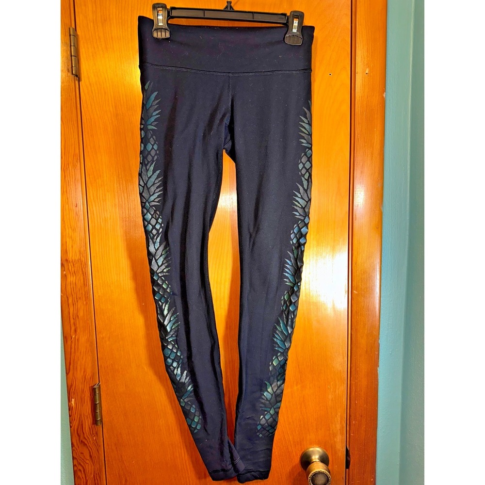 lululemon athletica wunder  Leggings Teal Pineapple Side Print special Edition 4